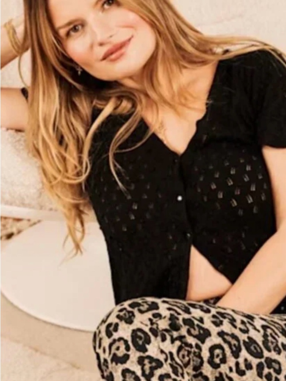 Sezane Jeanne Short Sleeve Knit Top or Cardigan
